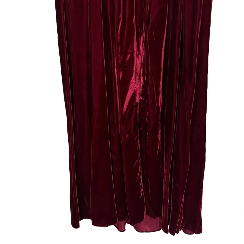 Vintage ILGWU 1980's Wine Velvet Bow V Back Party Dress Union Made Women's Sz 6 - Picture 8 of 16